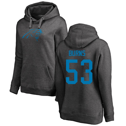 Carolina Panthers Ash Women Brian Burns One Color NFL Football 53 Pullover Hoodie Sweatshirts